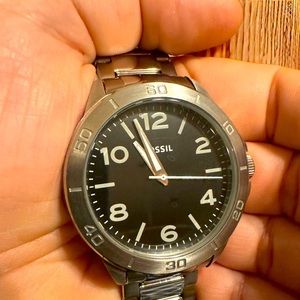 Fossil Modern Century Stainless Steel Black Dial Men's watch, new battery, runs